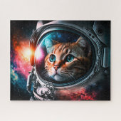 Funny Space Cat Astronaut Kat Galaxy Universe Legpuzzel (Horizontaal)