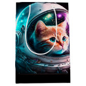 Funny Space Cat Astronaut Kat Galaxy Universe Medium Cadeauzakje (Voorkant)