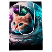 Funny Space Cat Astronaut Kat Galaxy Universe Medium Cadeauzakje (Achterkant)