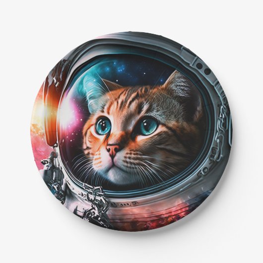 Funny Space Cat Astronaut Kat Galaxy Universe Papieren Bordje (Voorkant)