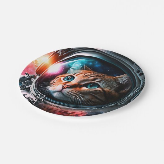 Funny Space Cat Astronaut Kat Galaxy Universe Papieren Bordje (Gekanteld)