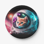 Funny Space Cat Astronaut Kat Galaxy Universe Papieren Bordje (Voorkant)