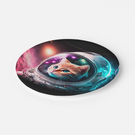 Funny Space Cat Astronaut Kat Galaxy Universe Papieren Bordje (Gekanteld)