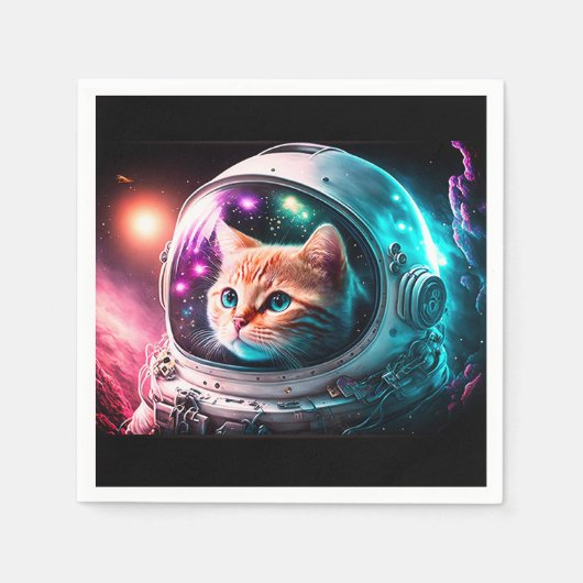 Funny Space Cat Astronaut Kat Galaxy Universe Servet (Voorkant)