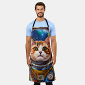 Funny Space Cat Astronaut Schort (Gedragen)