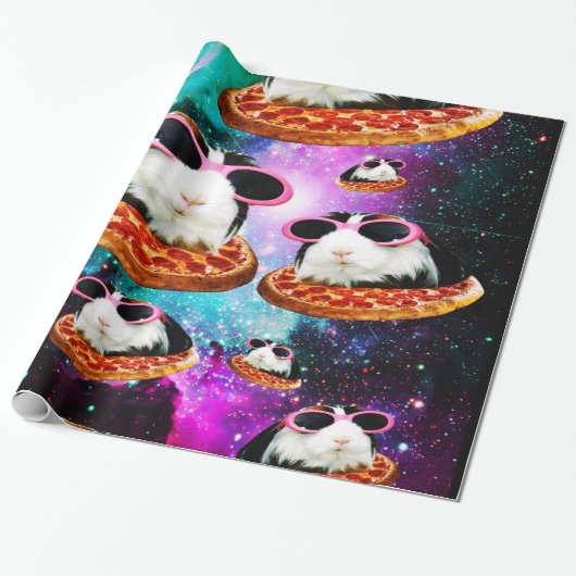 Funny space guinea cadeaupapier (Uitgerold)