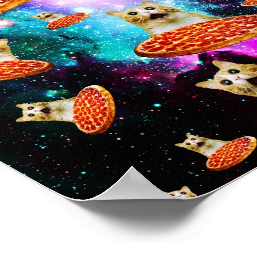Funny space pizza cat poster (Hoek)
