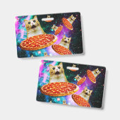 Funny Space pizzakat Badge (Voor- en achterkant)