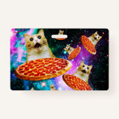 Funny Space pizzakat Badge (Achterkant)