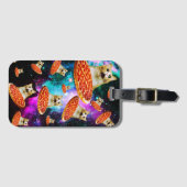 Funny Space pizzakat Bagagelabel (Voorkant (horizontaal))