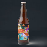 Funny Space pizzakat Bier Etiket<br><div class="desc">Grappig en gek ontwerp voor een coole cadeau!</div>