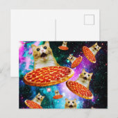 Funny Space pizzakat Briefkaart (Voorkant / Achterkant)