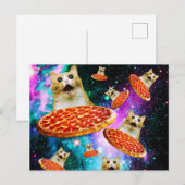 Funny Space pizzakat Briefkaart (Voorkant / Achterkant)