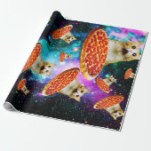 Funny Space pizzakat Cadeaupapier (Uitgerold)