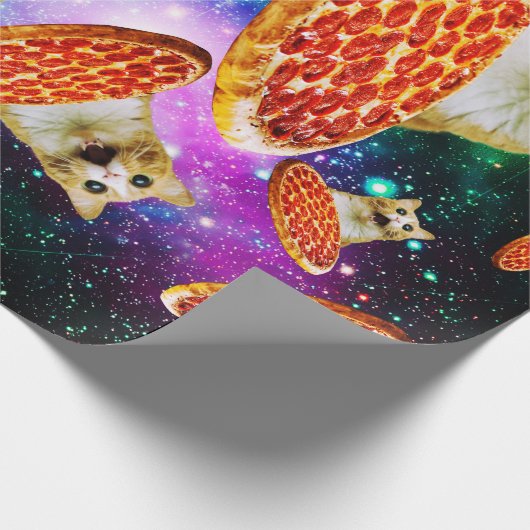 Funny Space pizzakat Cadeaupapier (Hoek)