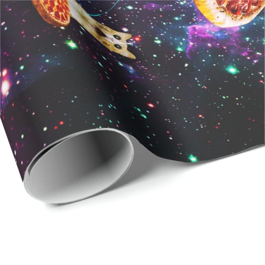 Funny Space pizzakat Cadeaupapier (Rol Hoek)