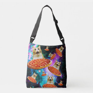 Funny Space pizzakat Crossbody Tas