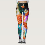 Funny Space pizzakat Leggings<br><div class="desc">Grappig en gek ontwerp voor een coole cadeau!</div>