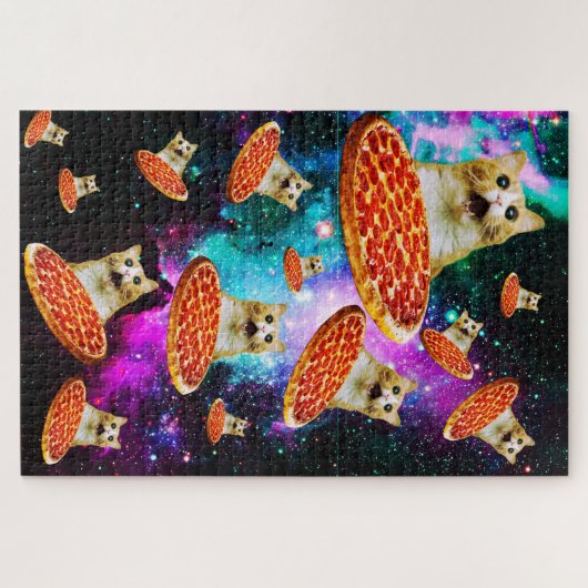 Funny Space pizzakat Legpuzzel (Horizontaal)