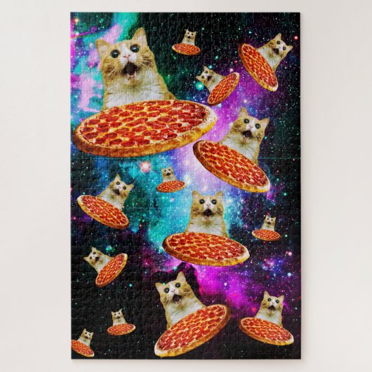 Funny Space pizzakat Legpuzzel (Verticaal)