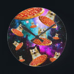 Funny Space pizzakat Ronde Klok<br><div class="desc">Grappig en gek ontwerp voor een coole cadeau!</div>