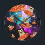 Funny Space pizzakat Ronde Klok<br><div class="desc">Grappig en gek ontwerp voor een coole cadeau!</div>