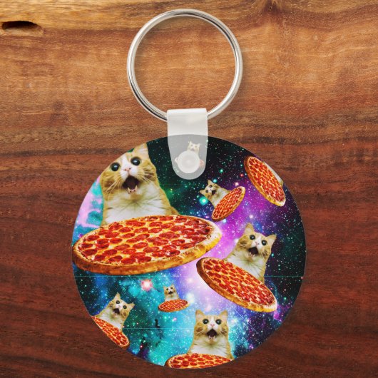 Funny Space pizzakat Sleutelhanger (Voorkant)
