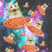 Funny Space pizzakat Sticker (Voorkant)