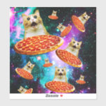 Funny Space pizzakat Sticker<br><div class="desc">Grappig en gek ontwerp voor een coole cadeau!</div>