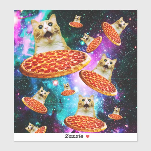 Funny Space pizzakat Sticker (Vel)
