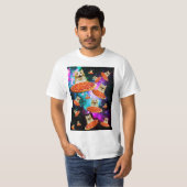 Funny Space pizzakat T-shirt (Voorkant volledig)
