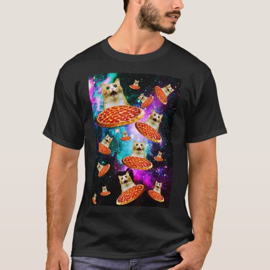 Funny Space pizzakat T-shirt (Voorkant)