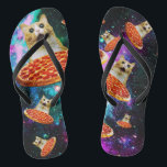 Funny Space pizzakat Teenslippers<br><div class="desc">Grappig en gek ontwerp voor een coole cadeau!</div>