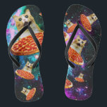 Funny Space pizzakat Teenslippers<br><div class="desc">Grappig en gek ontwerp voor een coole cadeau!</div>
