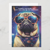 Funny Space Pug met zonnebril Vaderdag Feestdagenkaart (Voorkant / Achterkant)