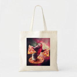 Funny Space Sloth met Pizza Tote Bag