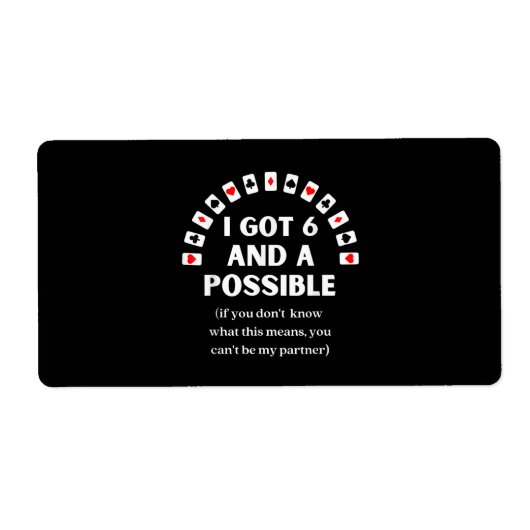 Funny Spades ik kreeg 6 en een mogelijke Kaart. Etiket (Voorkant)