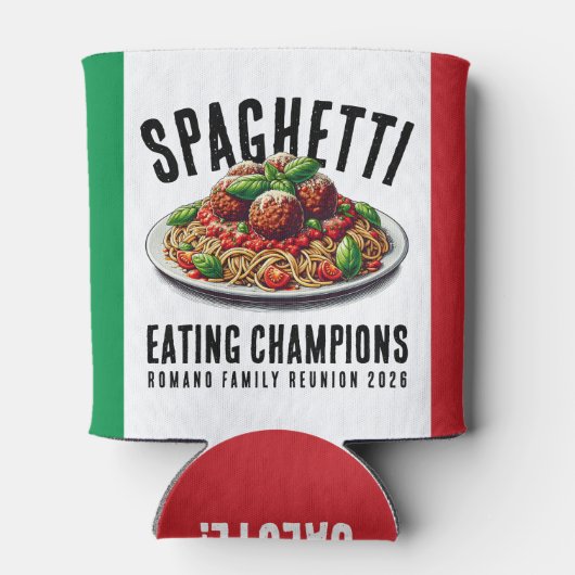 Funny Spaghetti Eating Champion Family Reunion Blikjeskoeler (Achterkant)