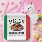 Funny Spaghetti Eating Champion Family Reunion Papieren Bordje (Feest)