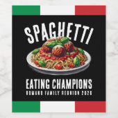 Funny Spaghetti Eating Champion Family Reunion Wijn Etiket (Enkel label)