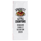 Funny Spaghetti Eating Champions Family Reunion Wijn Cadeautas (Achterkant)