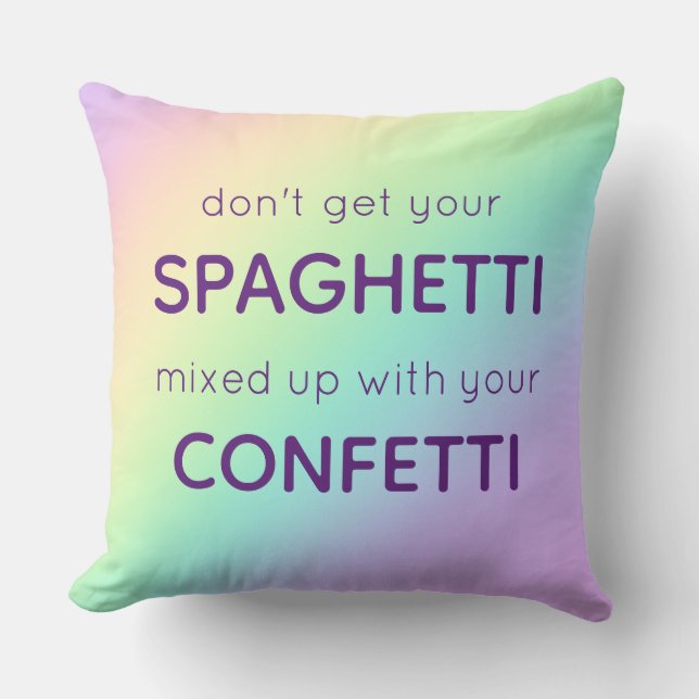 Funny Spaghetti en Confetti Kussen (Voorkant)