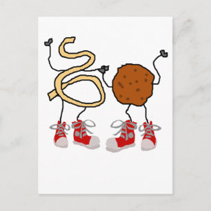 Funny Spaghetti en Meatballen Cartoon Briefkaart