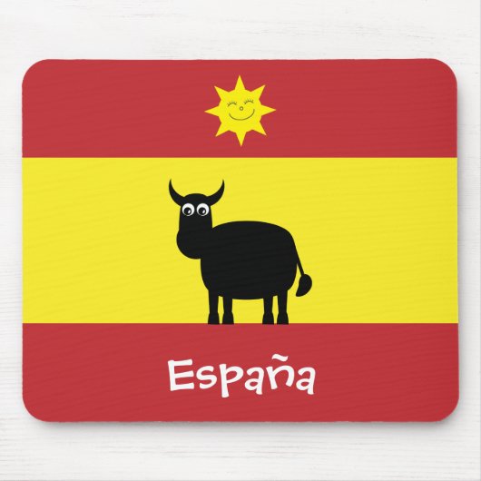 Funny Spain Bull & Sun España Flag Muismat (Voorkant)