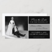 Funny sparen de Mededelingen van de Datum {Zwart} Save The Date (Voorkant / Achterkant)