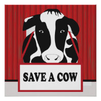 Funny Sparen een Koe 20x20 Poster