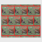 Funny Sparring Bull Elk Merry Kerstmis Cadeaupapier (Vlak)