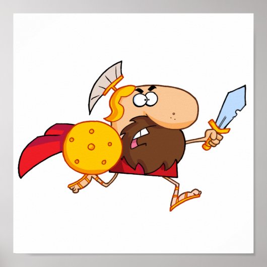 Funny Spartan Gladiator aan het draaien Poster (Voorkant)