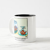 Funny Spectickles kerstbezoeker Cartoon Tweekleurige Koffiemok (Voorkant links)