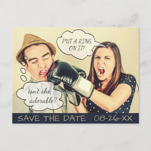 Funny Speech Bubble Save the Date Aankondigingskaart (Voorkant)